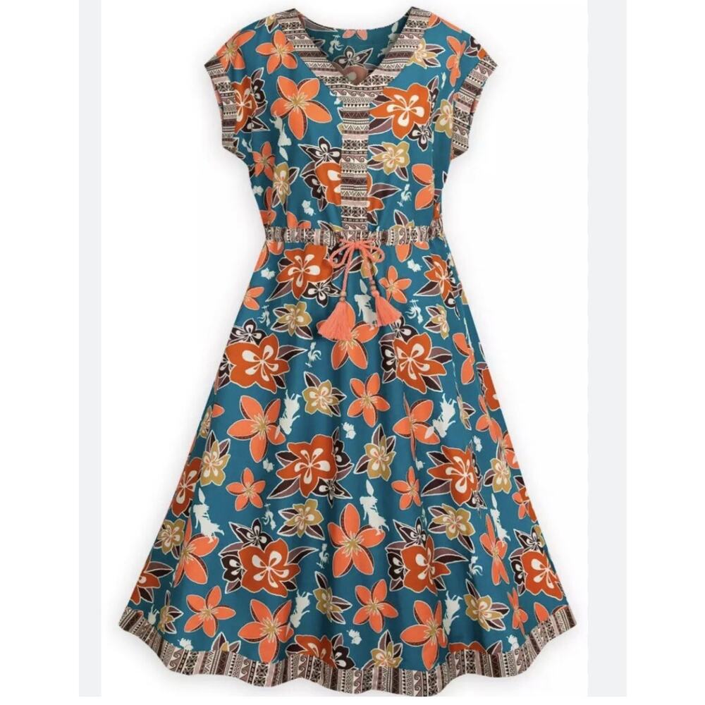 Disney Store Moana Spotlight Floral Midi Dress - XL NWOT